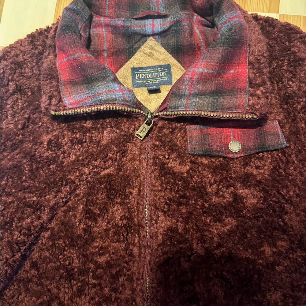 Pendleton Maroon Sherpa Jacket with Plaid Lining